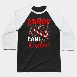 Christmas Candy Cane Cutie Girls Xmas Pajama Baseball T-Shirt